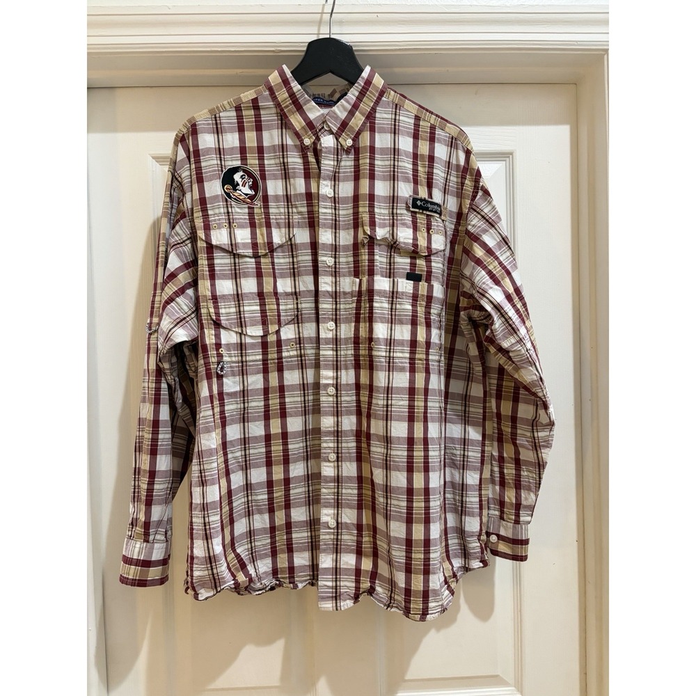 Columbia PFG Super Bonehead FSU Seminoles Long Sleeve Button Down Shirt Men M